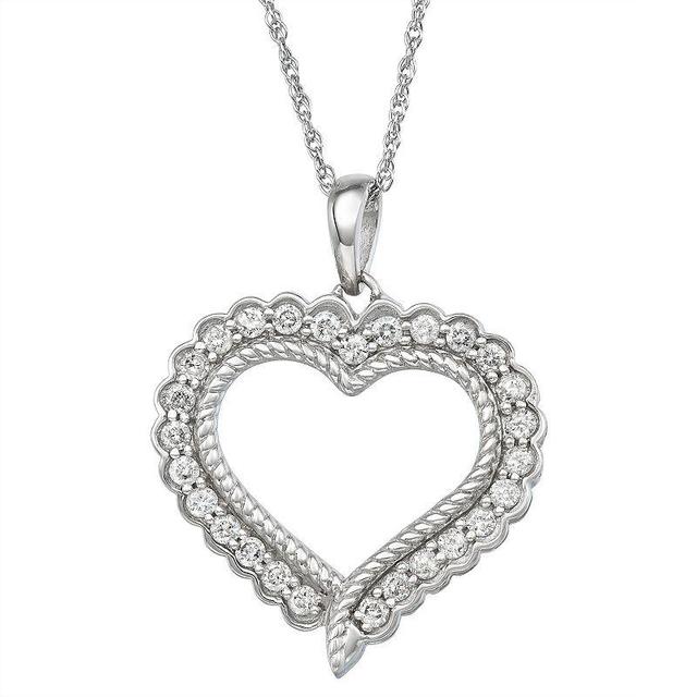 Jewelexcess Sterling Silver 1/2 Carat Diamond Heart Pendant Necklace, Womens Product Image