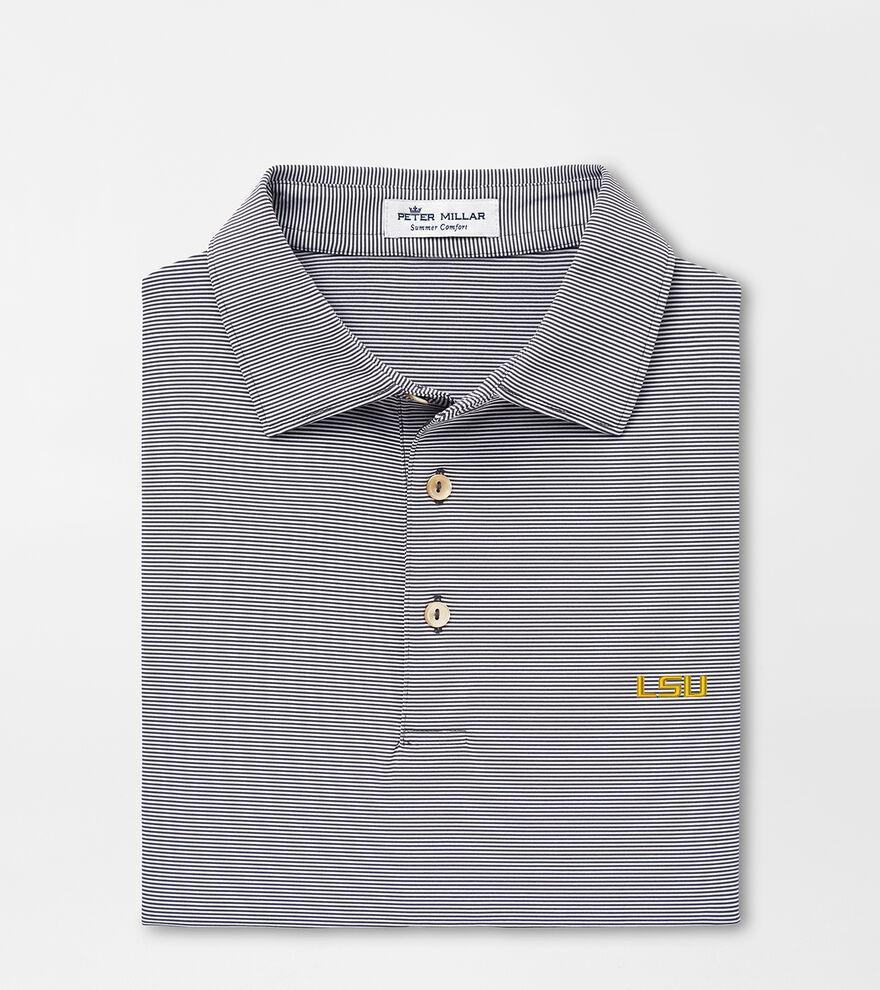 Peter Millar Mens LSU Jubilee Stripe Performance Polo | Color: Iron | Size: 3XL Product Image