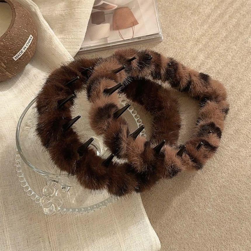 Leopard Print Fluffy Headband Product Image