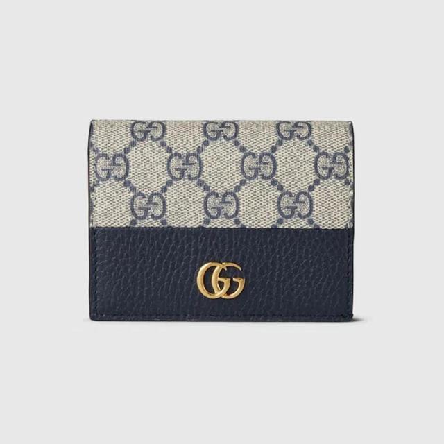 GUCCI Gg Marmont Bi-color Card Case Wallet In Blue Product Image