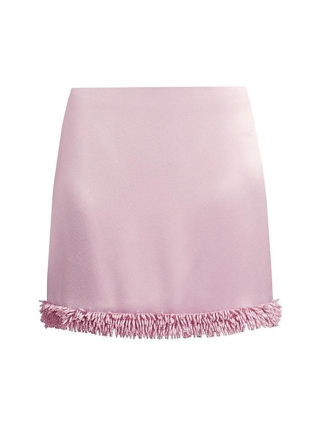 Womens Doris Beaded-Hem Satin Miniskirt Product Image