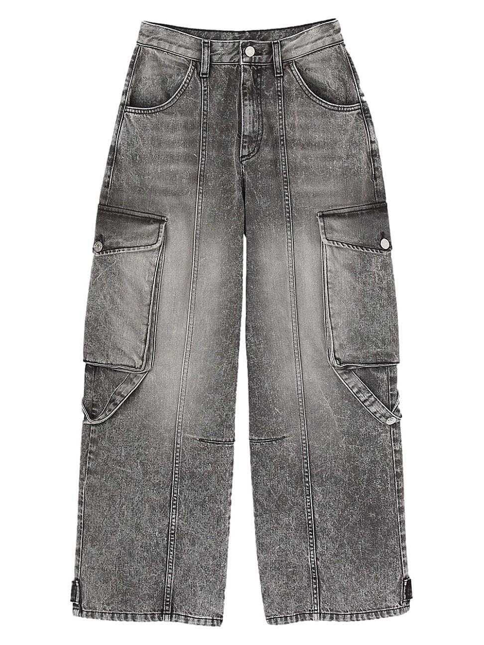 Womens Faded Cargo Jeans Product Image
