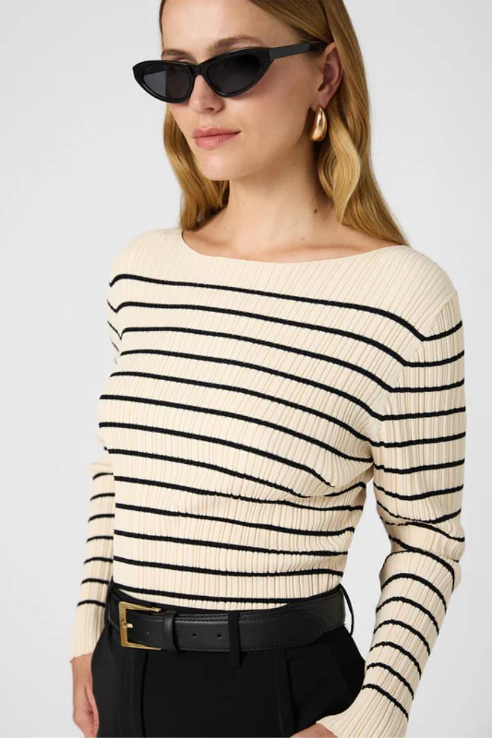 Stripe Crinkle Knit - Classic Cream/Black product image