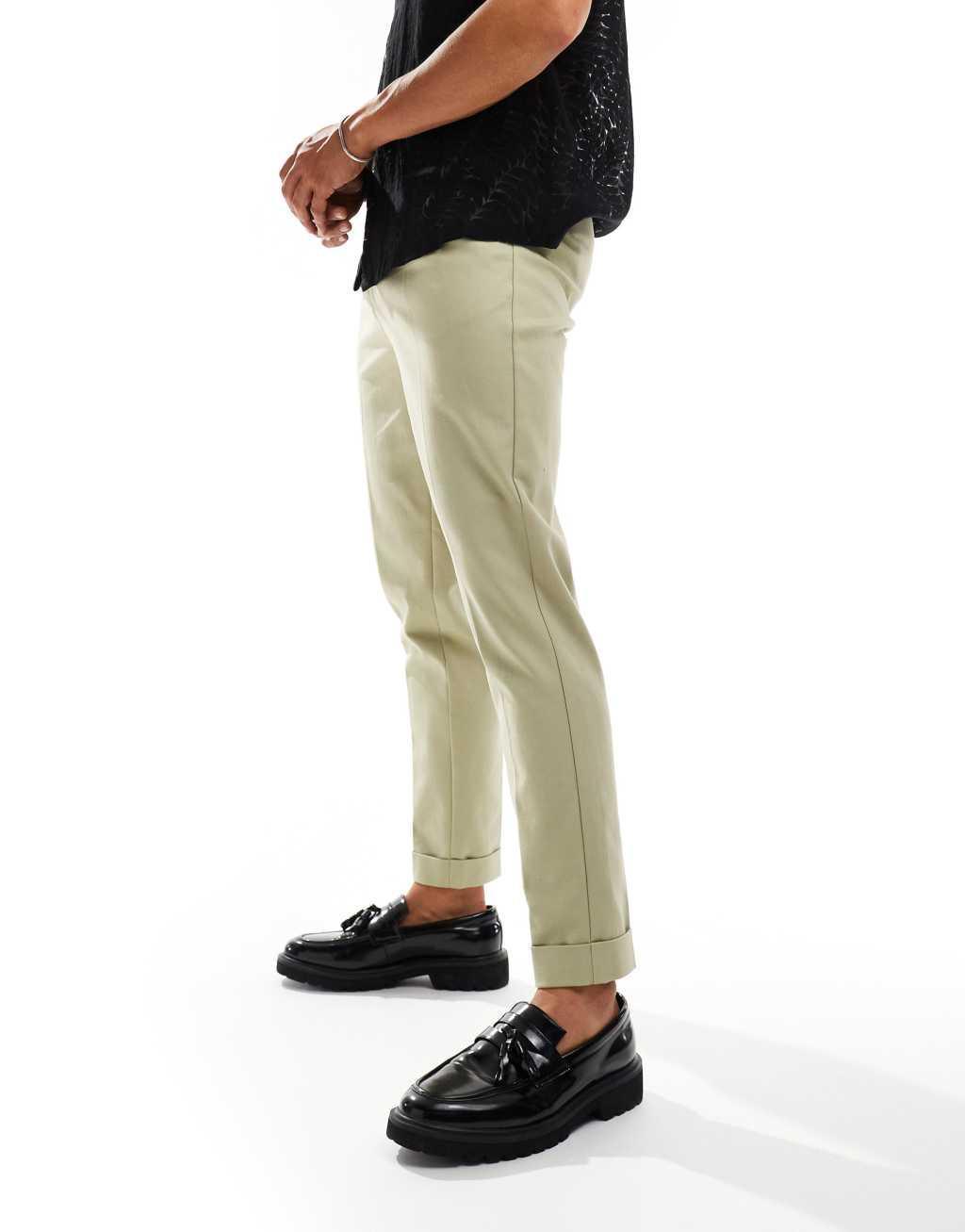 ASOS DESIGN smart premium tapered chino pants in sage green Product Image