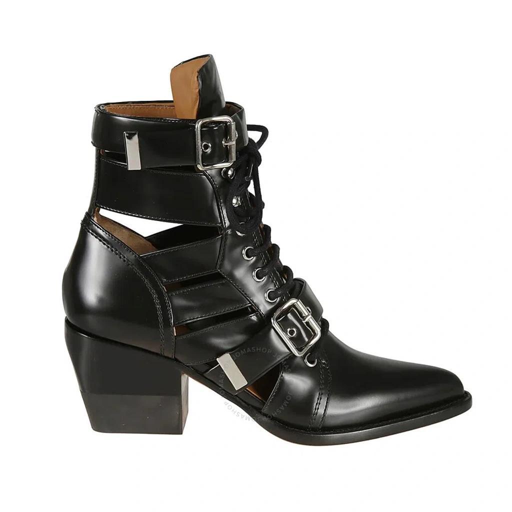 Chloe Ladies Black Rylee Boots In Shiny Calfskin Product Image