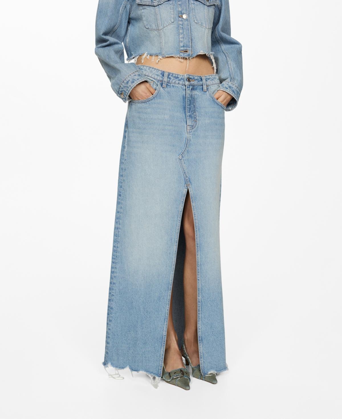 Mango Womens Frayed Hem Denim Skirt product image