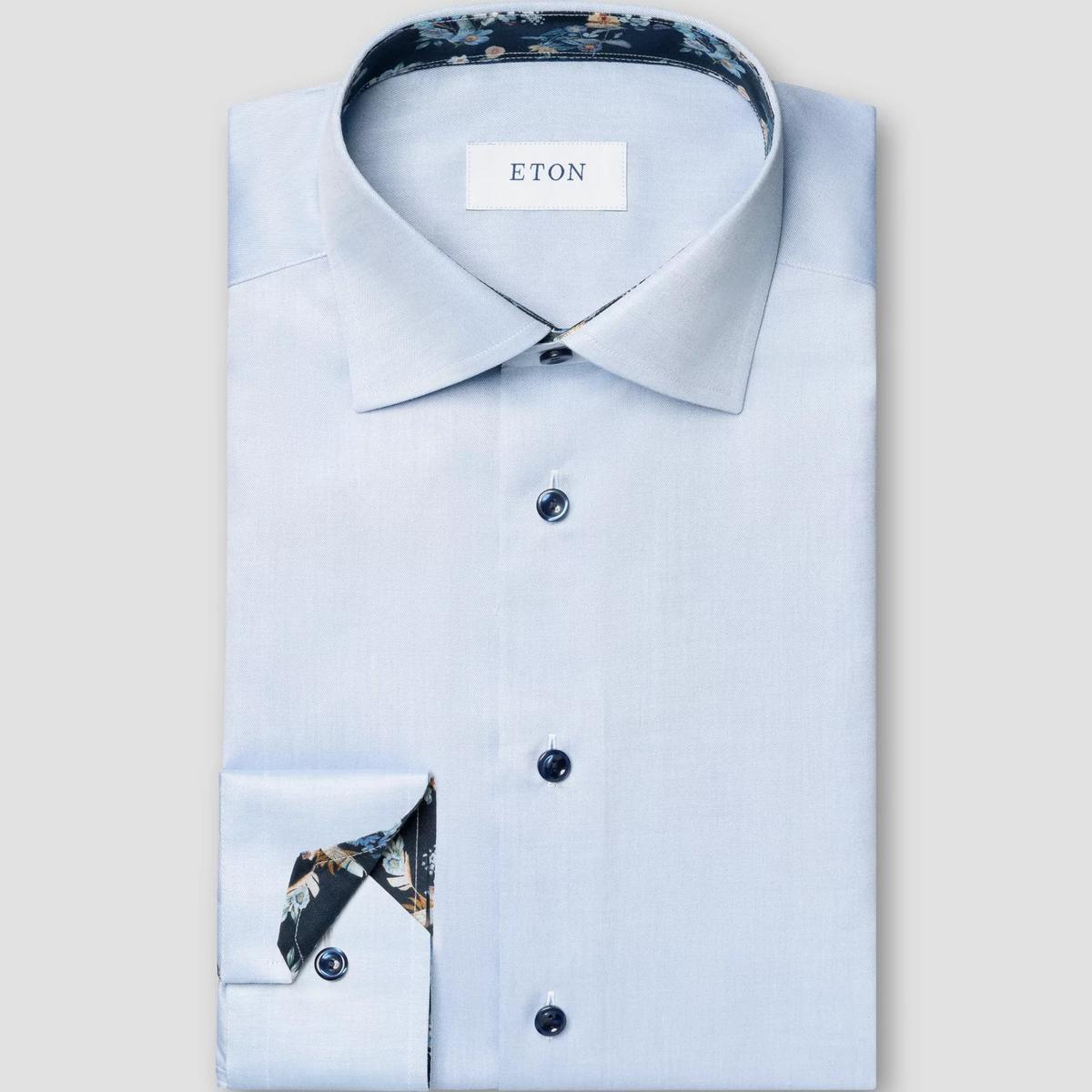 Eton Slim Fit Dress Shirt with Floral Pattern Detail Product Image