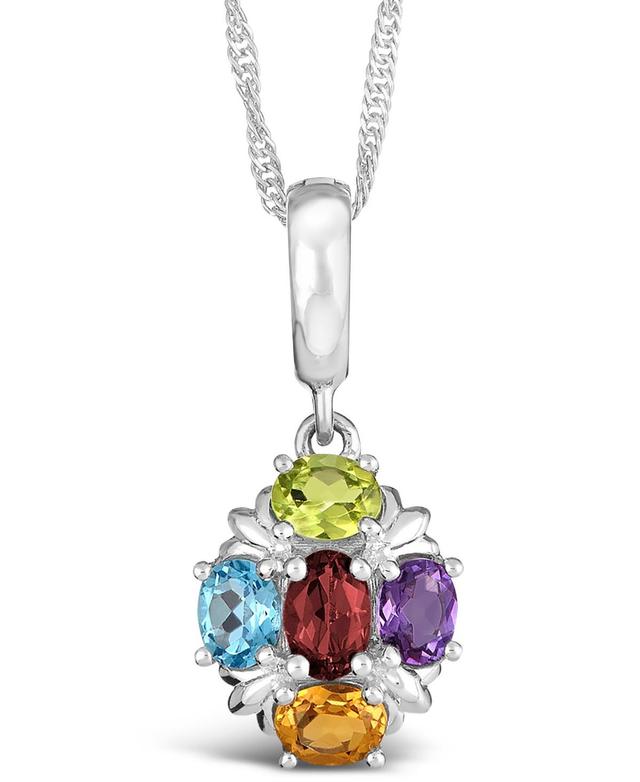 Multi-Gemstone (1-5/8 ct. t.w.) Pendant Necklace in Sterling Silver Product Image