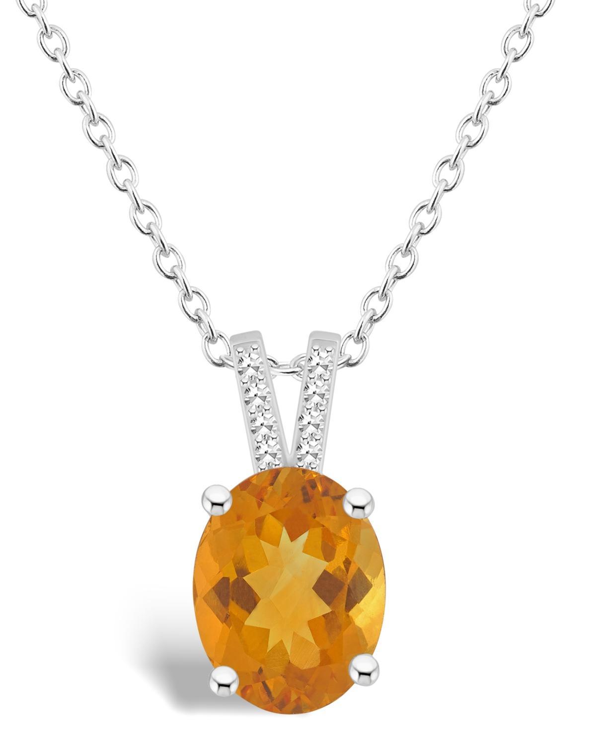 Alyson Layne Sterling Silver 10 mm x 8 mm Oval Gemstone & Diamond Accent Pendant Necklace, Womens Orange Product Image