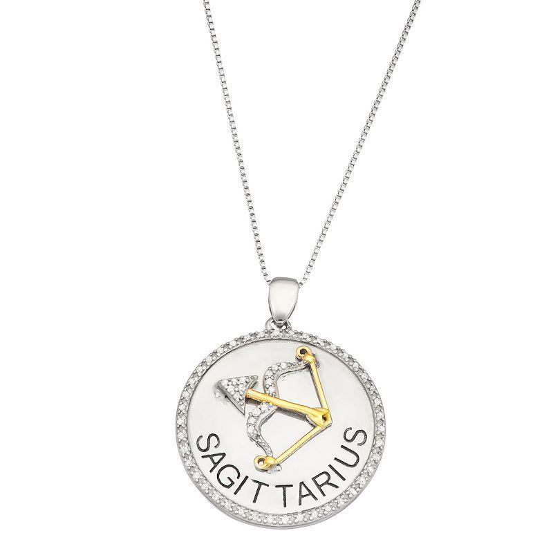 Jewelexcess 1/6 Carat T.W. Diamond Two-Tone Sterling Silver Zodiac Pendant Necklace, Womens Multicolor Product Image