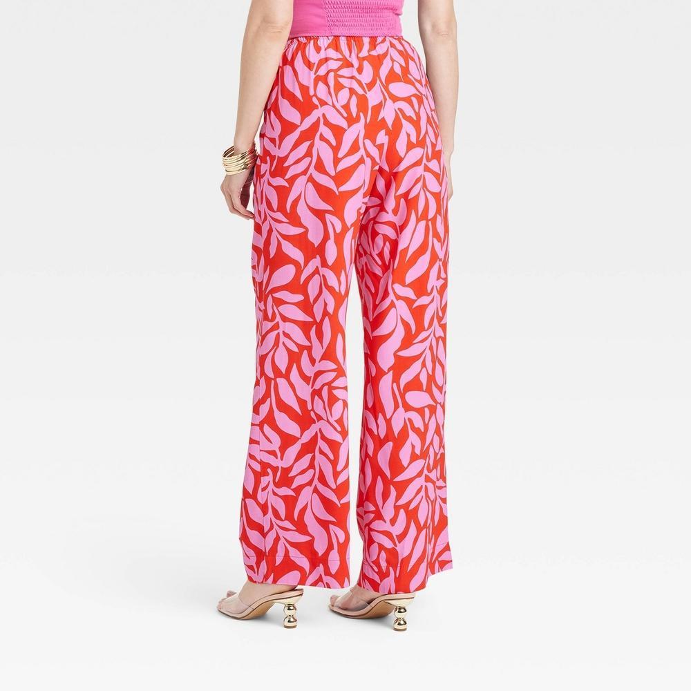 Womens Mid-Rise Pull-On Pants - A New Day /Red Leaf Print Product Image