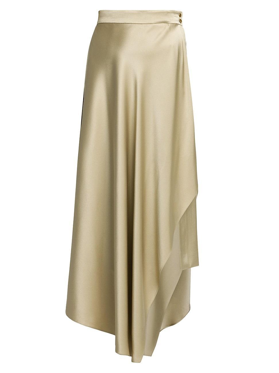 Womens Alin Asymmetric Silk Wrap Maxi Skirt Product Image