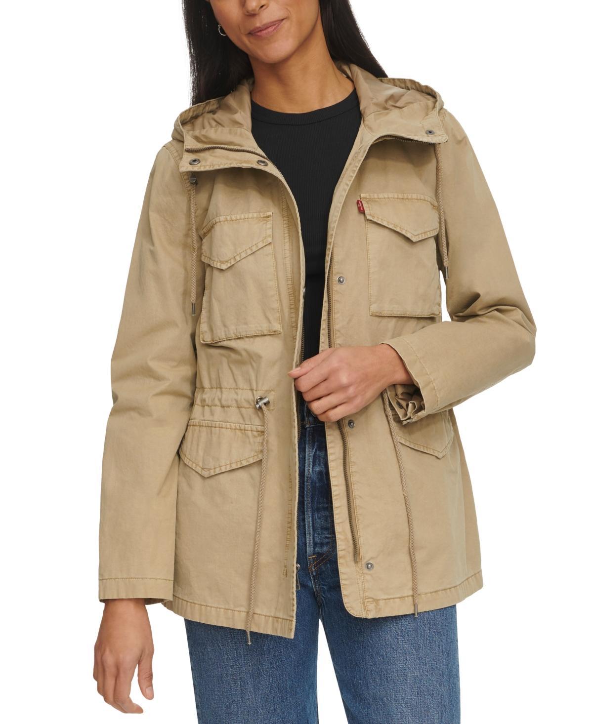 Levis Womens Hooded Drawstring-Waist Jacket Product Image