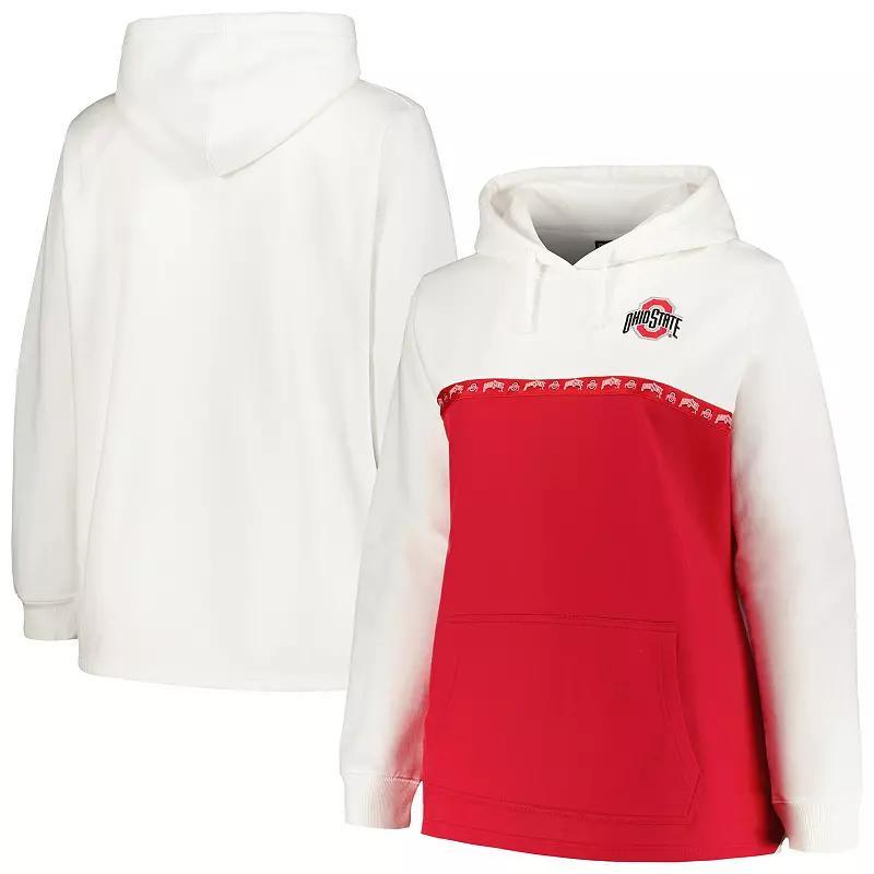 Womens Profile /Scarlet Ohio State Buckeyes Plus Size Taping Pullover Hoodie product image