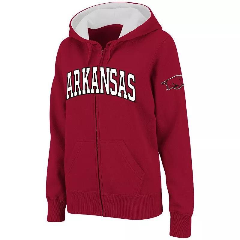 Womens Stadium Athletic Cardinal Arkansas Razorbacks Arched Name Full-Zip Hoodie Product Image