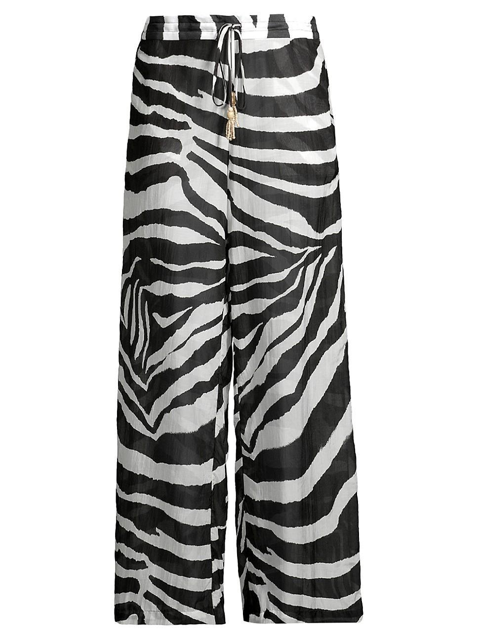 Womens Zebra Cotton-Silk Wide-Leg Pants Product Image