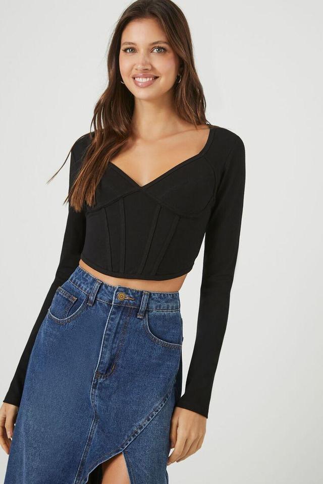 Plunging Corset-Inspired Crop Top | Forever 21 Product Image