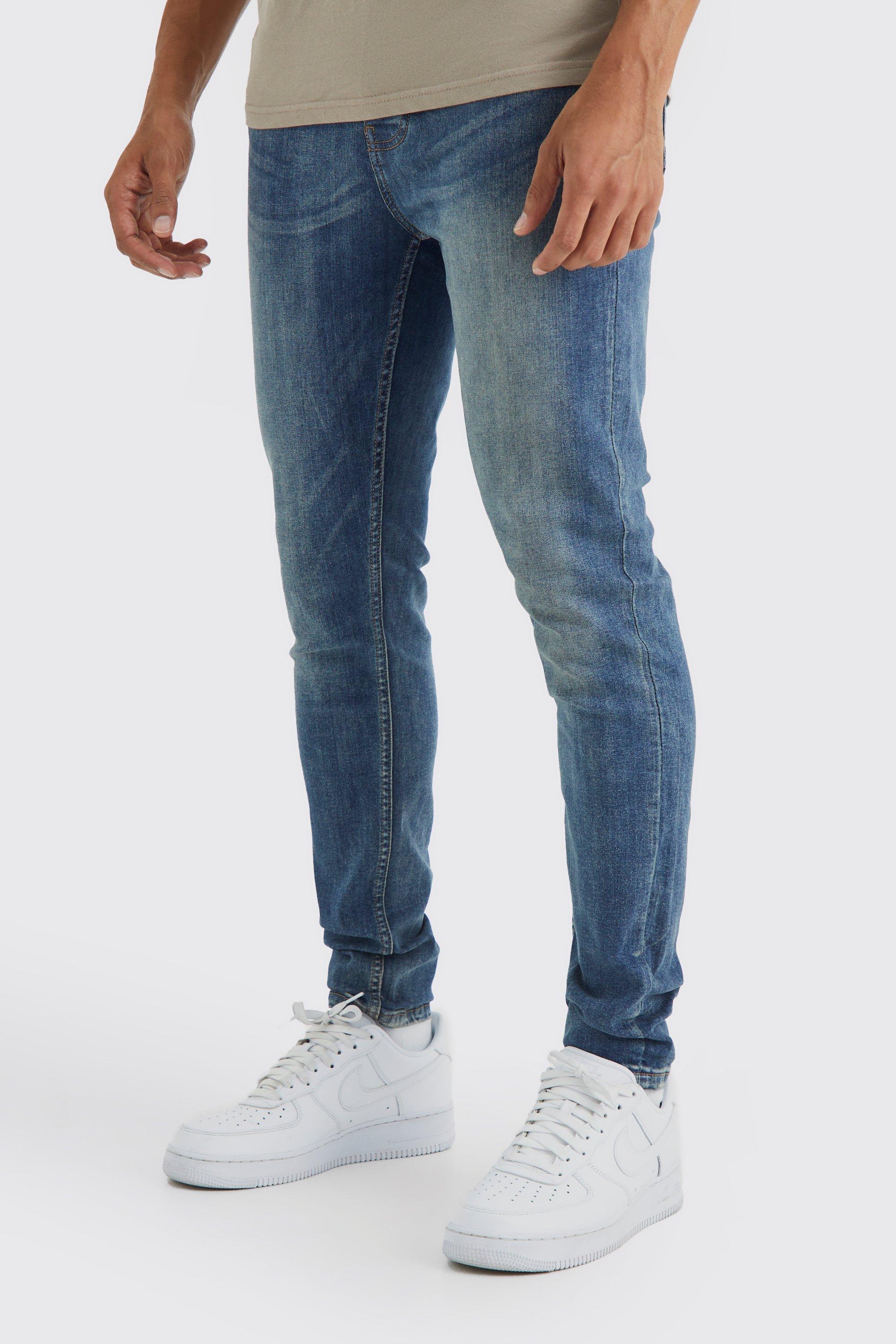 Mens Blue Skinny Stretch Jeans, Blue Product Image