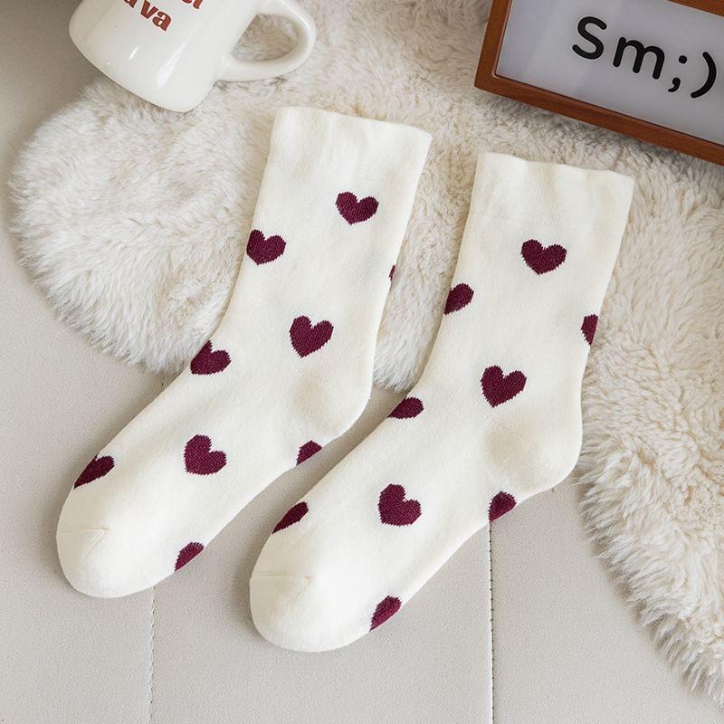 Heart Print Crew Socks Product Image