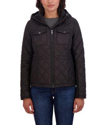 Women's Junior's Quilted Jacket with Hood Product Image