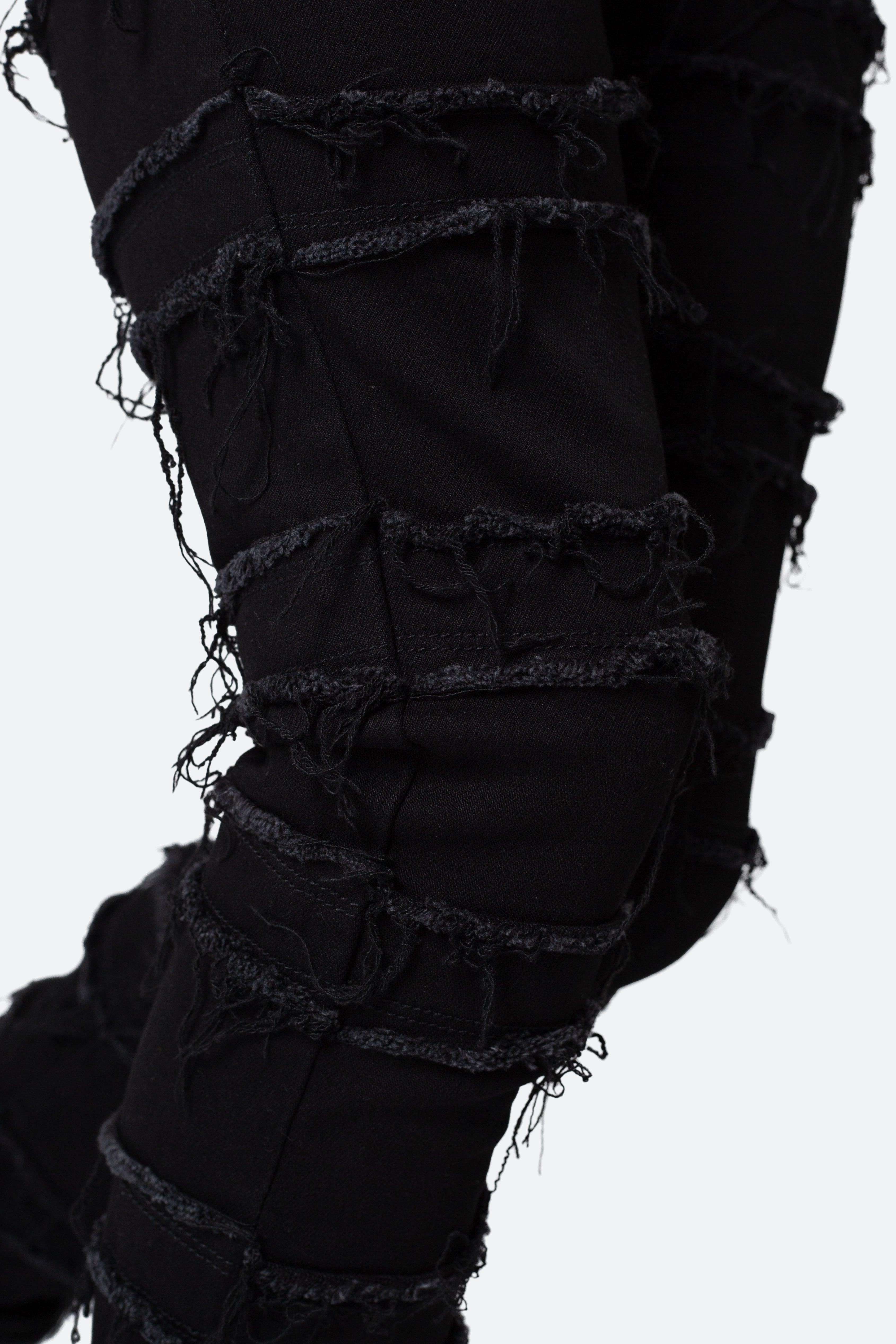 X597 Paneled Skinny Stacked Denim - Black Product Image