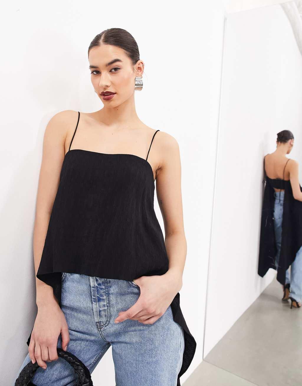 ASOS EDITION open back minimal top in black Product Image