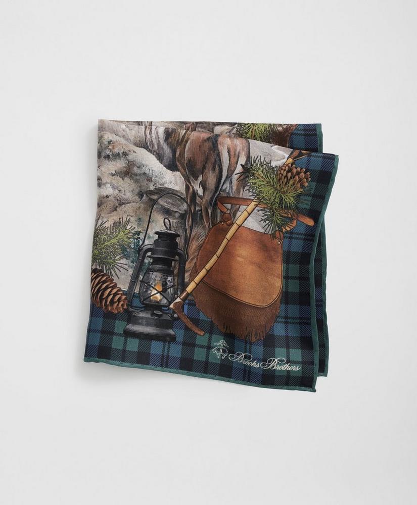 Wild-Deer Motif Silk Pocket Square Product Image