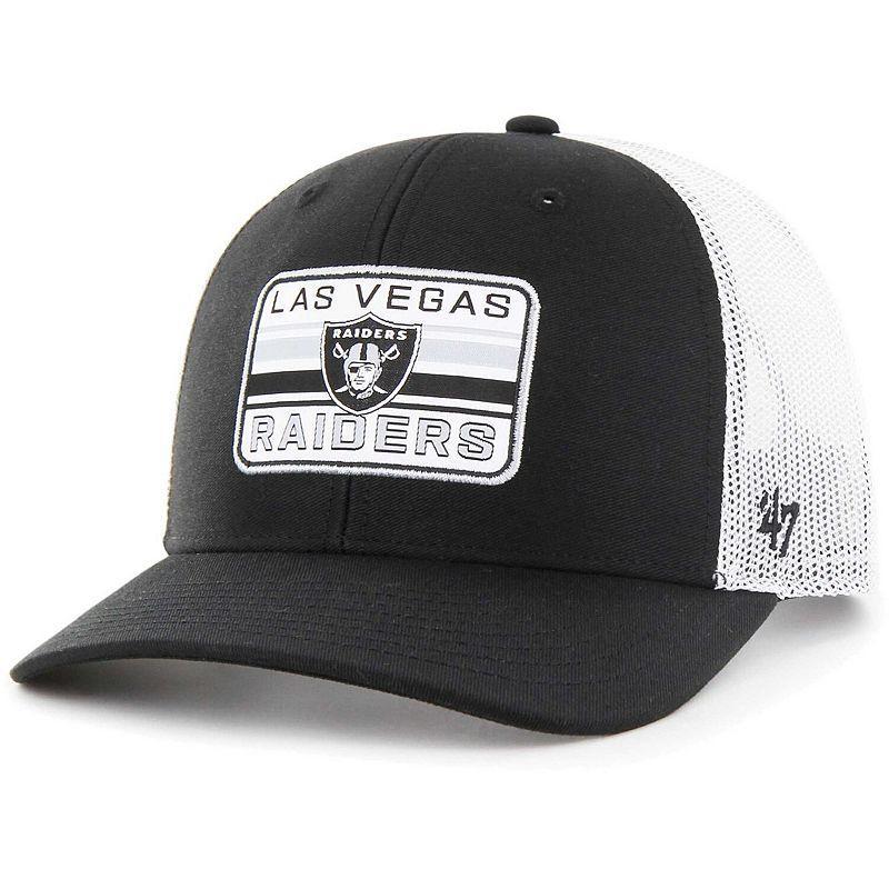 Mens 47 Black/White Las Vegas Raiders Drifter Adjustable Trucker Hat Product Image