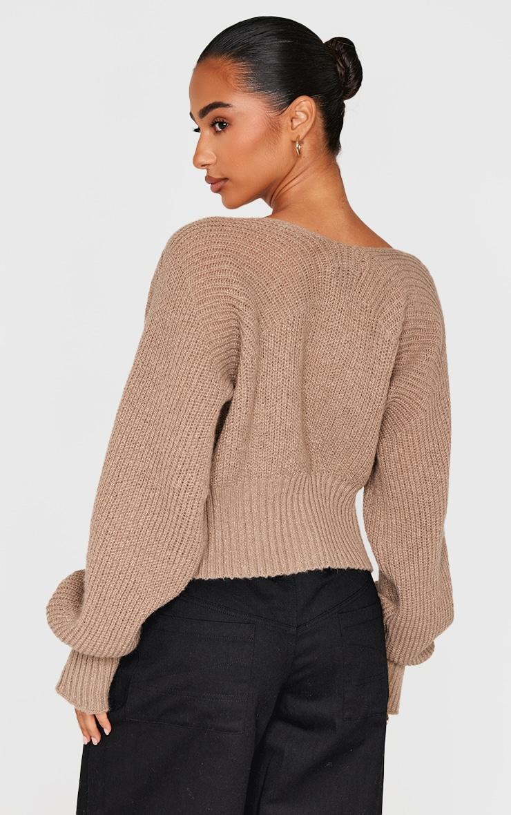 Petite Taupe Knit Clasp Detail Cardigan product image