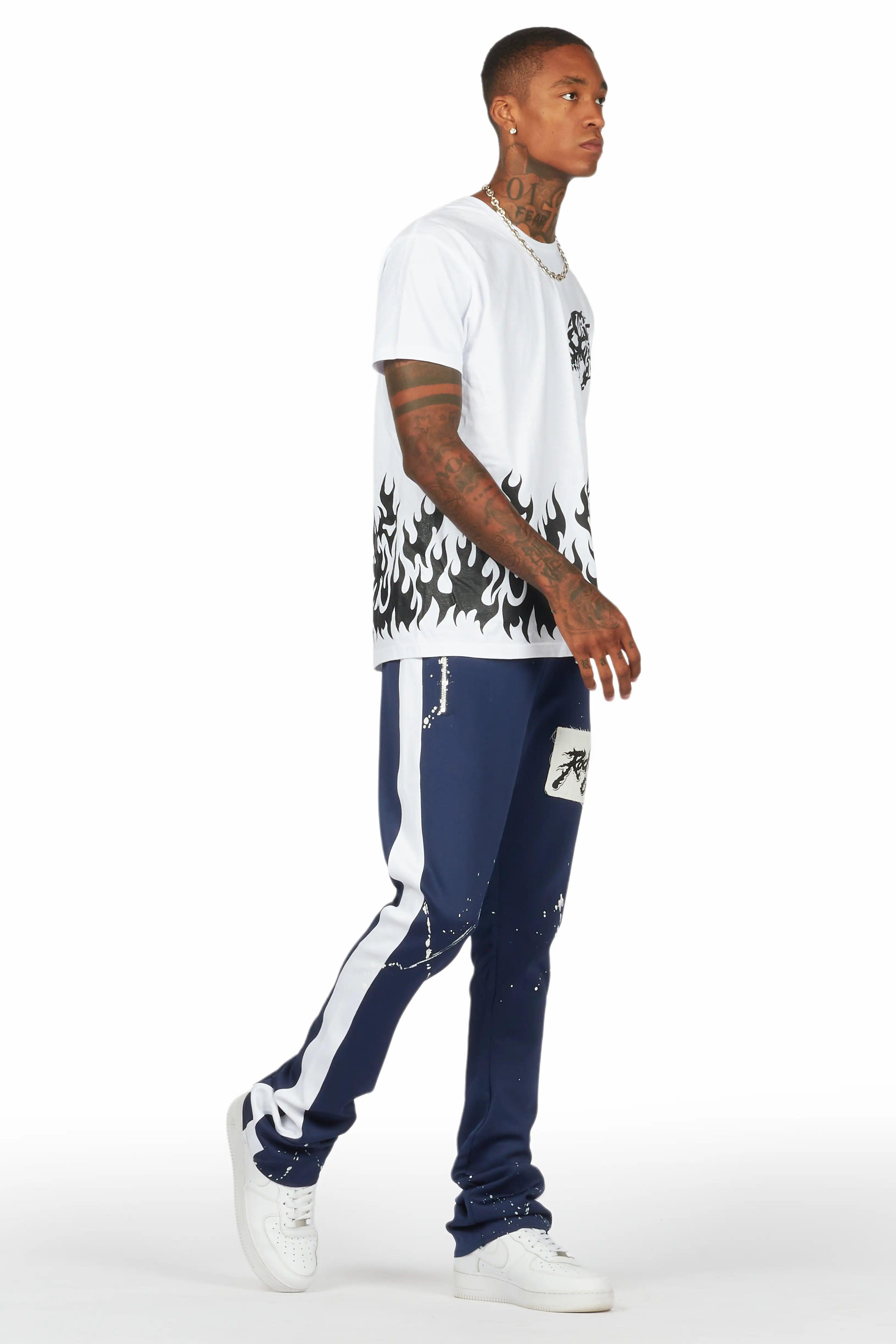 Bubble White/Navy T-Shirt/Stacked Flare Track Set Male Product Image