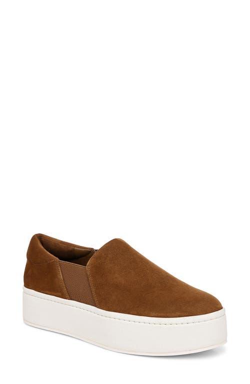 Warren Suede Slip-on Platform Sneakers In Elm Wood Brown Suede Product Image