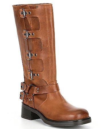 Steve Madden Brocks Distressed Leather Tall Moto Boots Product Image