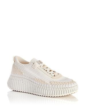 Chloe Nama Low Top Sneakers in Biscotti Beige - Beige. Size 35 (also in 37, 39). Product Image