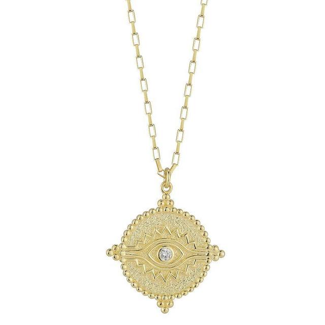 Sunkissed Sterling Sterling Silver Cubic Zirconia Eye Medallion Pendant Necklace, Womens Gold Product Image