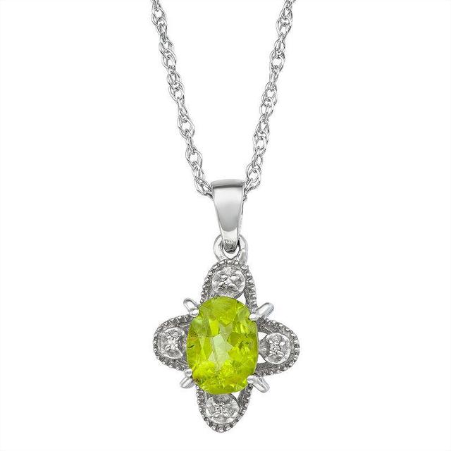 Jewelexcess Sterling Silver 1 Carat T.W. Gemstone & Diamond Accent Pendant Necklace, Womens Peridot Product Image