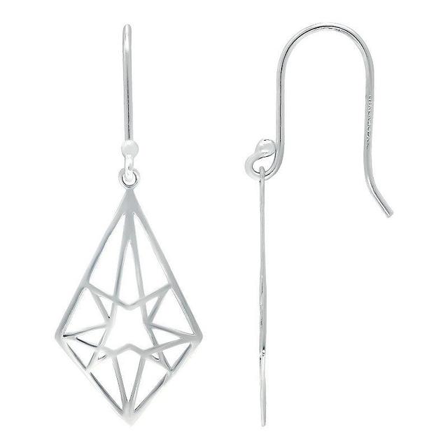 Aleure Precioso 18k Gold Over Silver Designed Kite Shaped Drop Fishhook Earrings, Womens Product Image