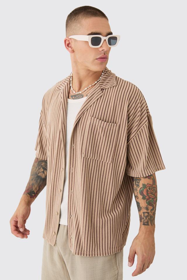 Two Tone Towelling Boxy Shirt | boohooMAN USA Product Image