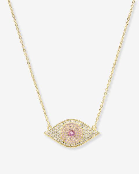 Rose Evil Eye Necklace - Gold|Pink Sapphire Product Image