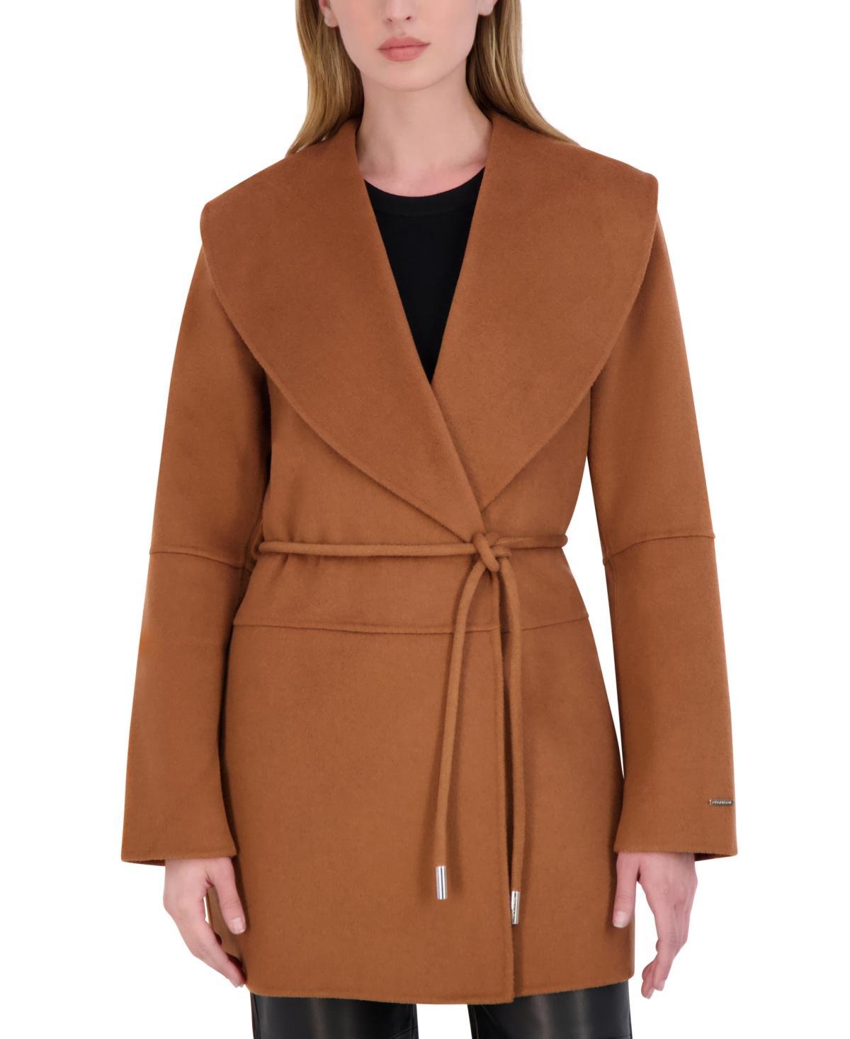 Tahari Womens Doubled-Faced Wool Blend Wrap Coat Product Image