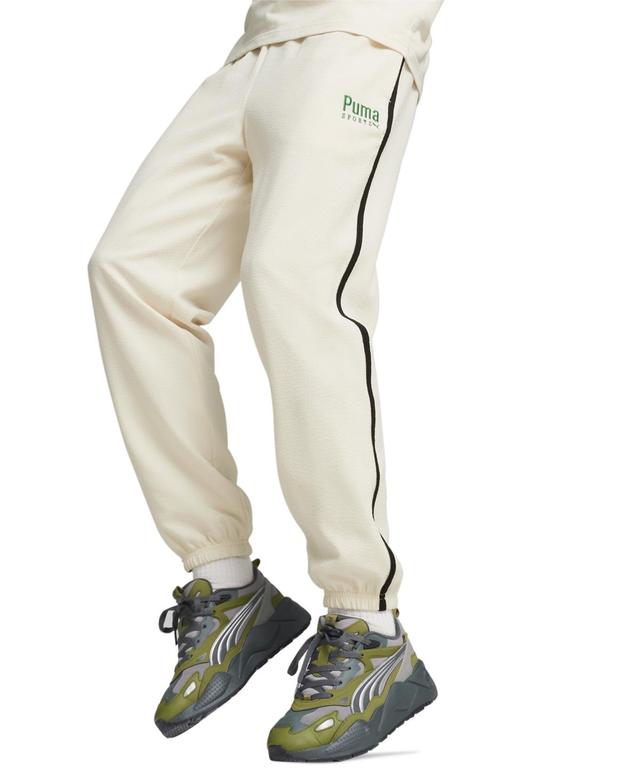 Puma Mens Team Regular-Fit Logo Embroidered Seersucker Track Pants Product Image