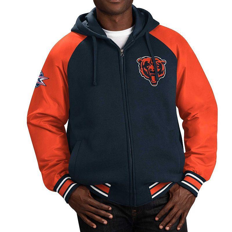 Mens G-III Sports by Carl Banks Chicago Bears Defender Raglan Full-Zip Hoodie Varsity Jacket Blue Product Image