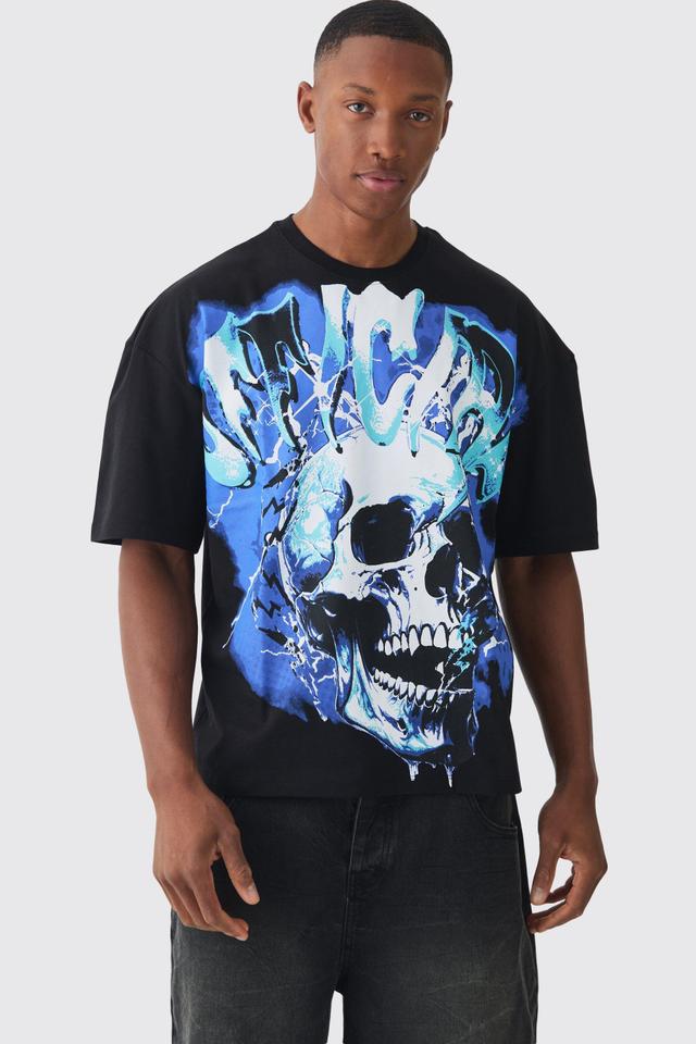 Oversized Boxy Official Skull Graphic T-shirt | boohooMAN USA Product Image