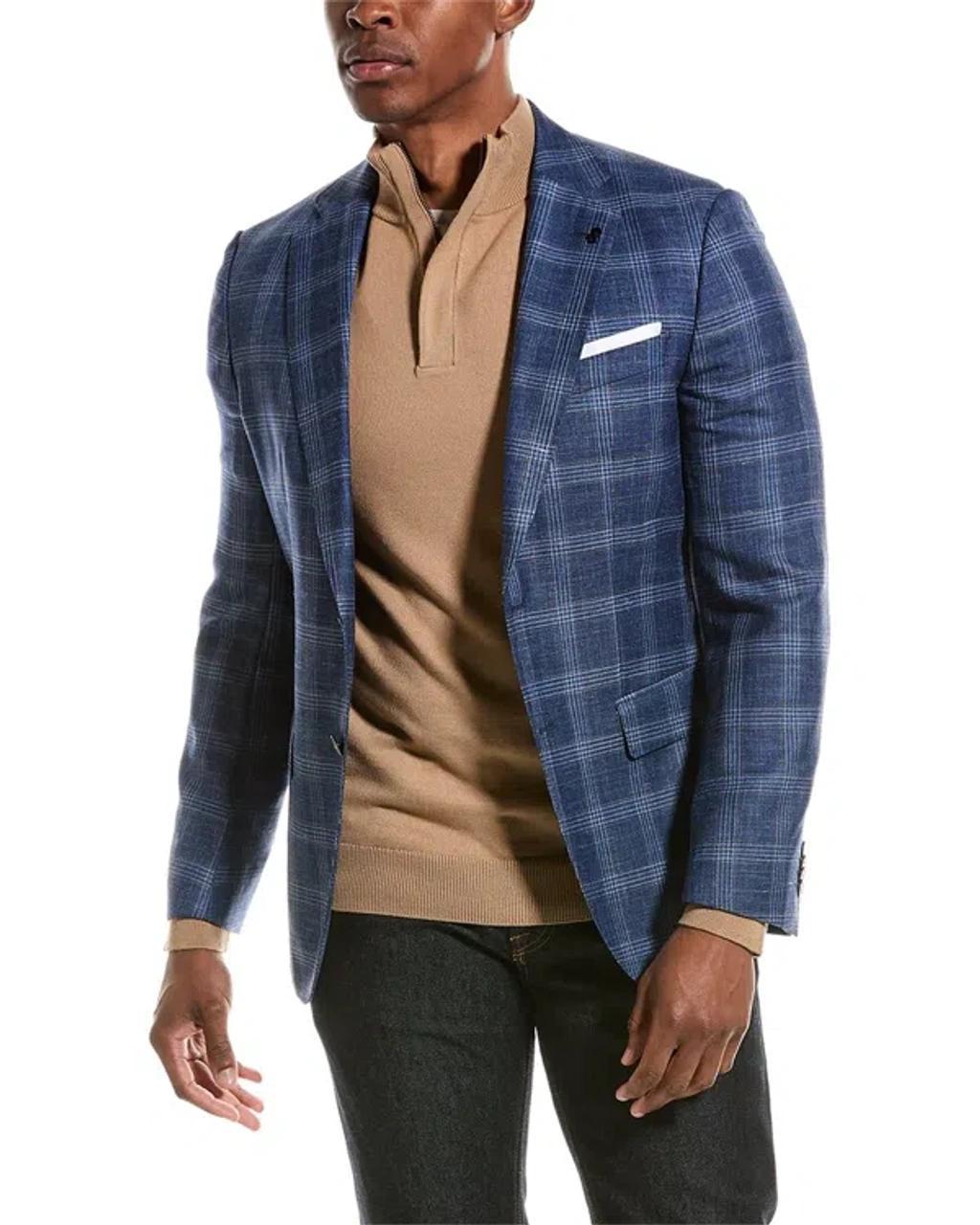 Wool & Silk-blend Blazer In Blue Product Image