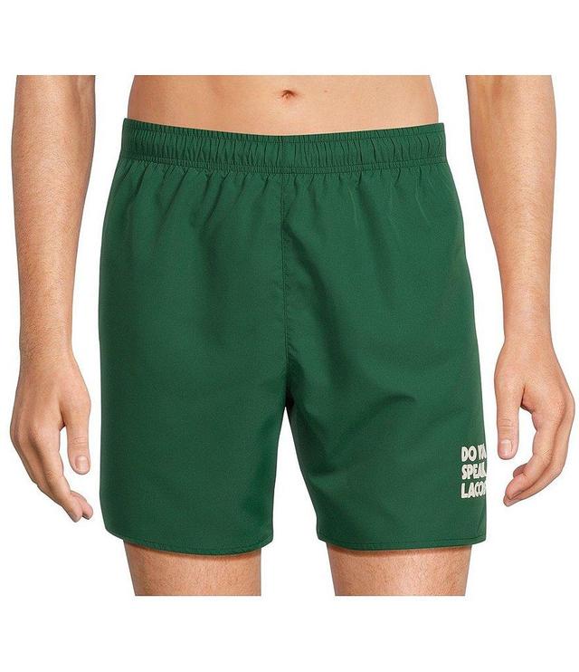 Lacoste Word Print 7#double; Inseam Swim Trunks Product Image