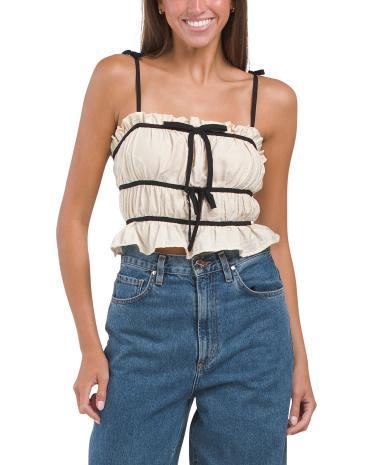 Sleeveless Bow Trim Top for Women Product Image