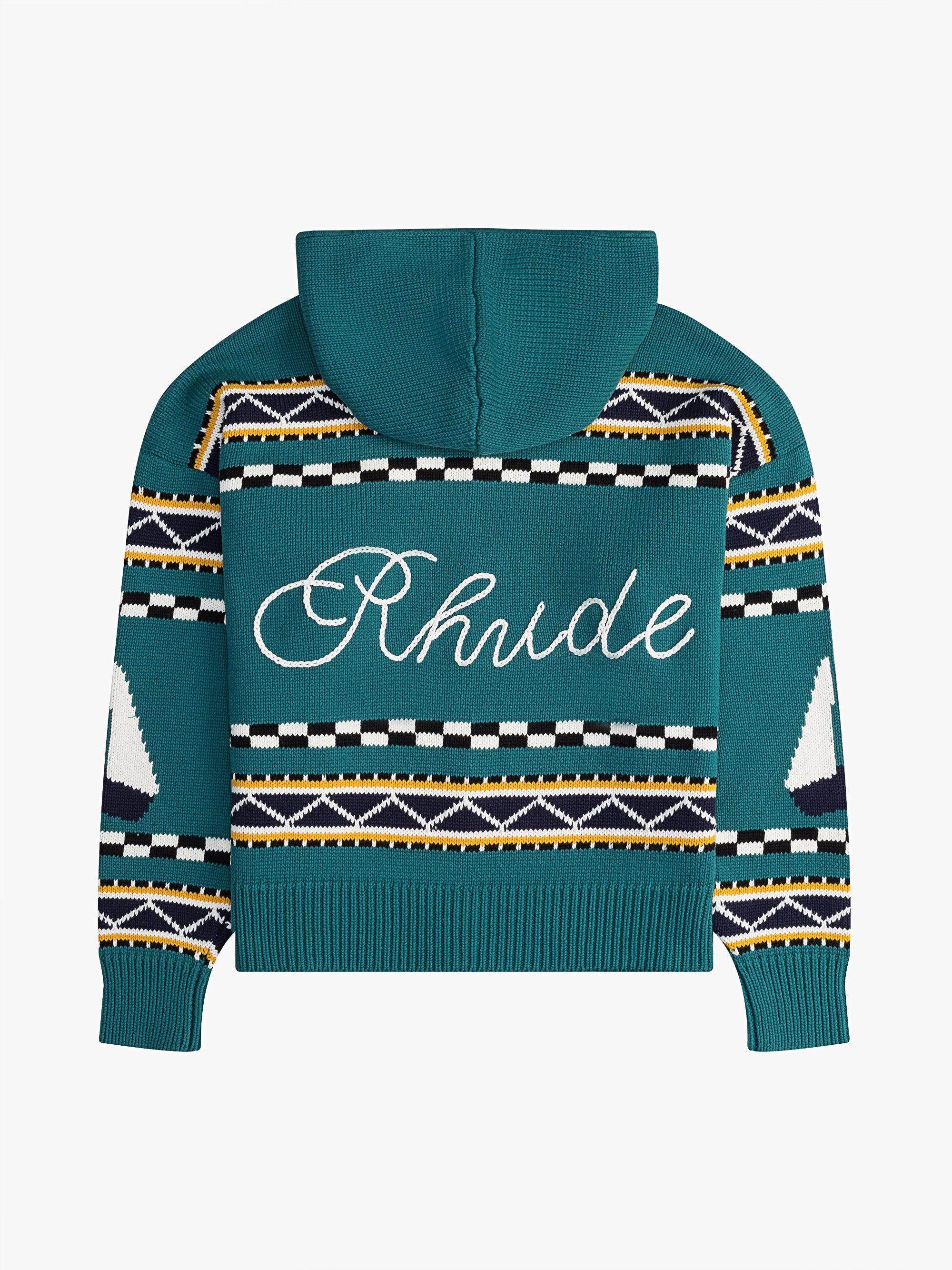 RHUDE BATEAU KNIT ZIP UP HOODIE Male Product Image