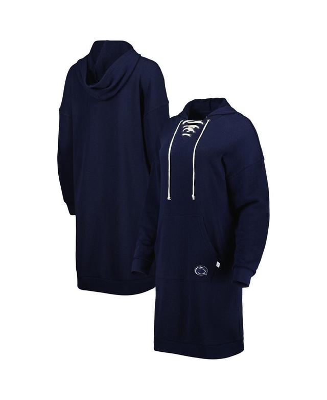 Womens Touch Navy Penn State Nittany Lions Quick Pass Lace-Up V-Neck Hoodie Dress Product Image