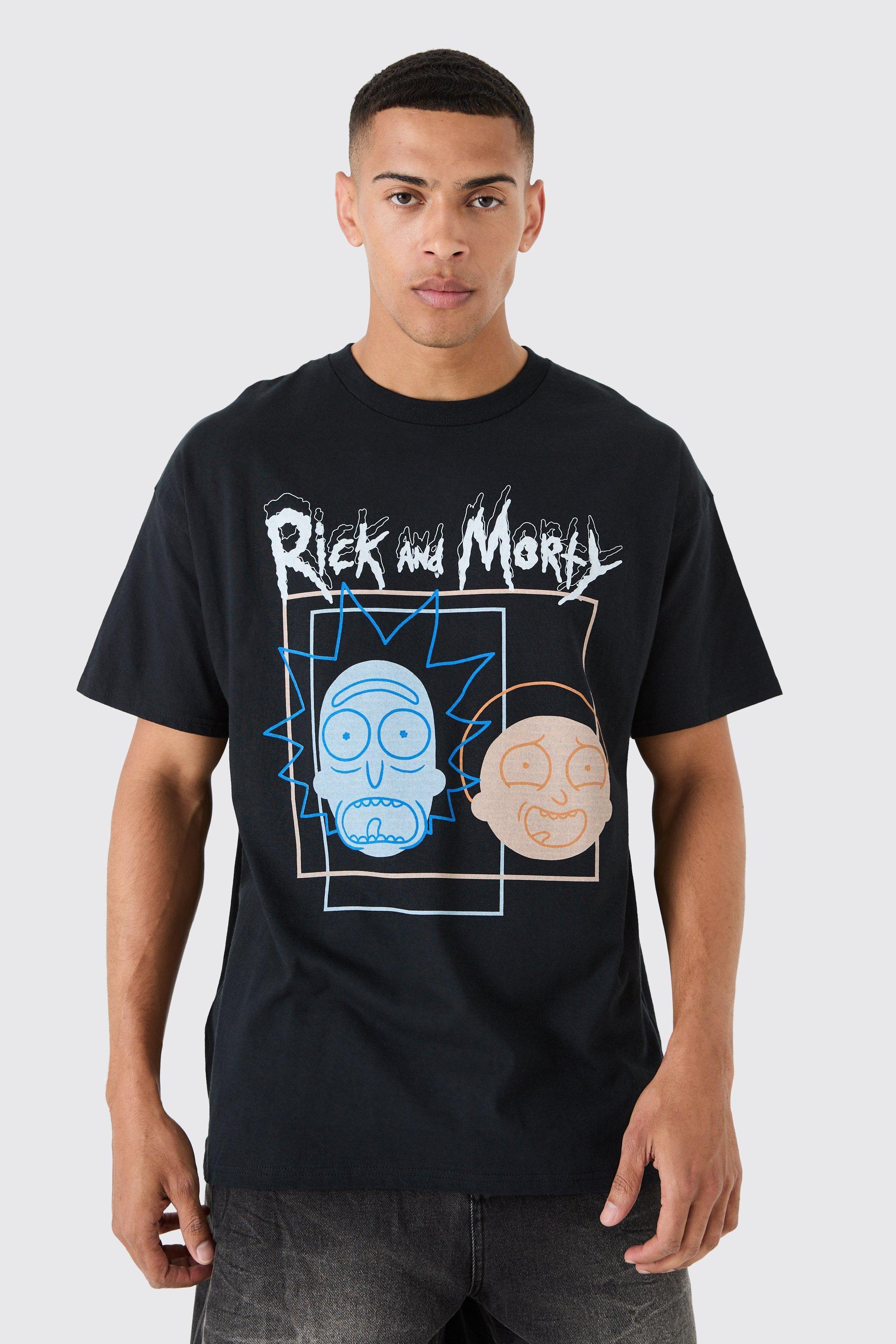 Mens Black Oversized Rick And Morty License T-shirt, Black Product Image