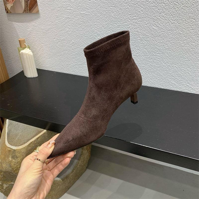 Pointed Toe Kitten Heel Short Sock Boots Product Image