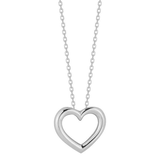 Sunkissed Sterling Open Hollow Heart Pendant Necklace, Womens Silver Tone Product Image